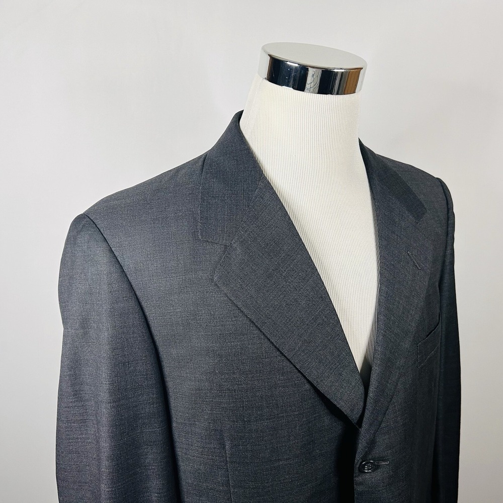 Oxxford Clothes 46L Sport Coat 100% Wool Gray Three Button USA Made